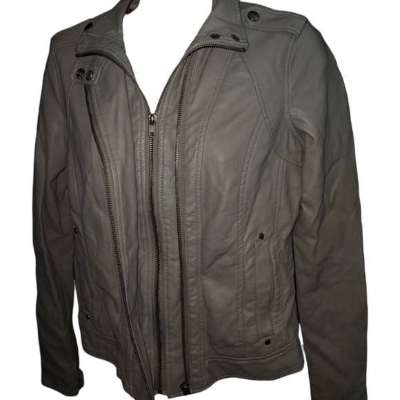 NWT Francesca's Soft Gray Faux Leather Jacket - Picture 1 of 7
